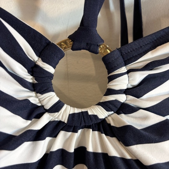 MICHAEL MICHAEL KORS Sz 14 One Piece Bathingsuit Stripes Halter Neck NEW W/ TAGS - Picture 2 of 7